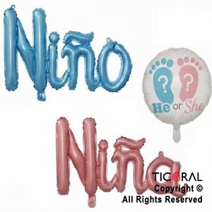 SET DE GLOBOS METALIZADO NI�O O NI�A 3 UNIDADES X 1